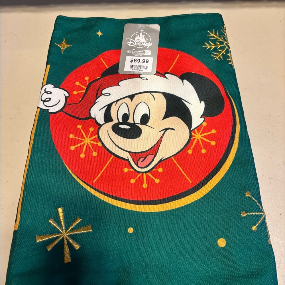 Disney Festive Mickey Mouse Red and Green table runner. Two sided